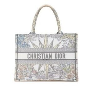 Christian Dior Large Book Tote – Multicolor Embroidered Floral/Compass
